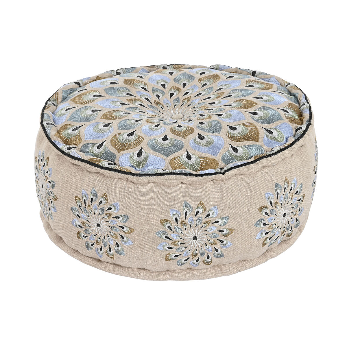 Puff DKD Home Decor Μπλε Μπεζ